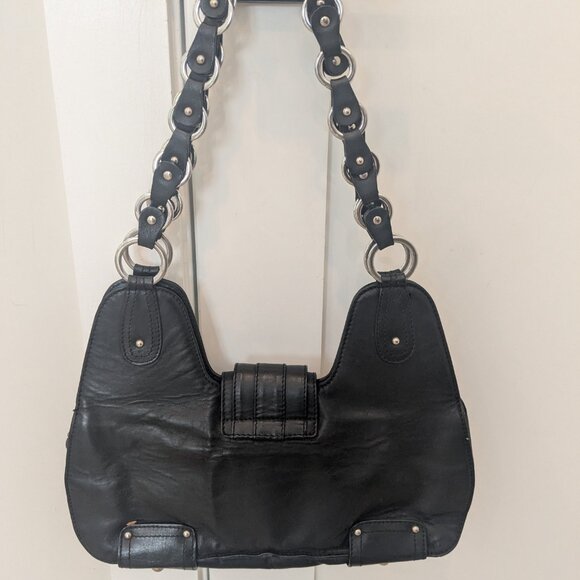 Dolce and Gabanna Black Leather Purse with Silver Buckle and Chain Straps - Picture 2 of 4